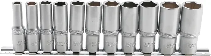 Akční Cena Nástrčné prodloužené hlavice 3/8" 8 ÷ 19 mm Pro Torque na kolejnici (Sada 11 ks). BGS 2222 (BGS102222)