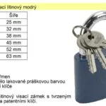 Zámek visací litinový modrý 38 mm Pouze Dnes