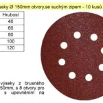 Značkový KONNER D38 Brusný výseks otvory 150mm P80 se suchým zipem balení 10 kusů
