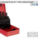 Značkový Vrtáky do kovu HSS 1-10mm sada 19 kusů v plechové kazetě