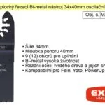 Značkový Ponorný plochý řezací Bi-metal nástroj 34x40mm oscilační, pro ocel