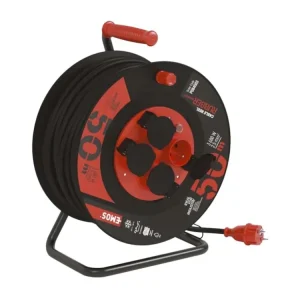 Akční Nabídka EMOS Prodlužovací gumový kabel na bubnu | 4 zásuvky, 230 V / 50 m, (2,5 mm²)