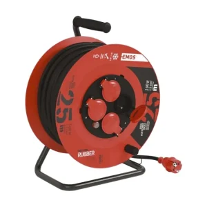 Akce EMOS Prodlužovací gumový kabel na bubnu | 4 zásuvky, 230 V / 50 m, (1,5 mm²)