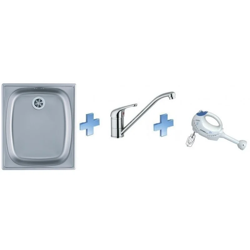 ALVEUS set dřez Basic 10 satin + baterie Milena II + ruční mixér Poslední Šance
