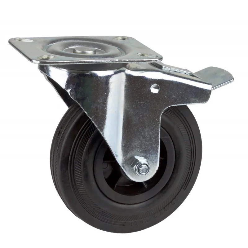 Značkový DEMA Gumové otočné kolečko s brzdou 125 mm, do 60 kg