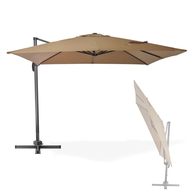Autentický DEMA Alu závěsný slunečník čtvercový 300x300 cm Verona, khaki