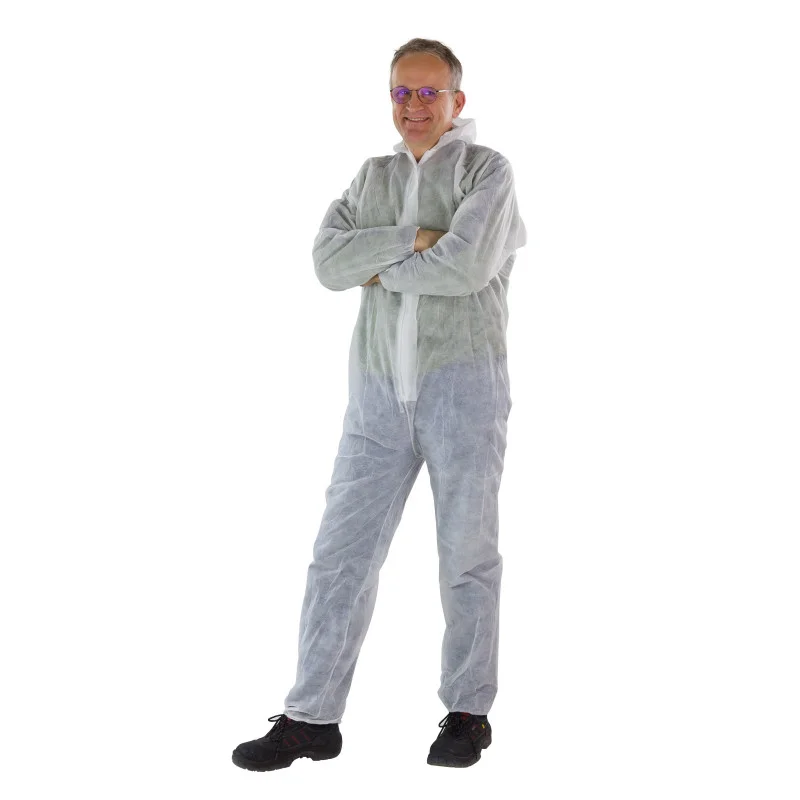 Akční Nabídka DEMA Jednorázový pracovní oblek bílý 40 g/qm PP, velikost XXXL