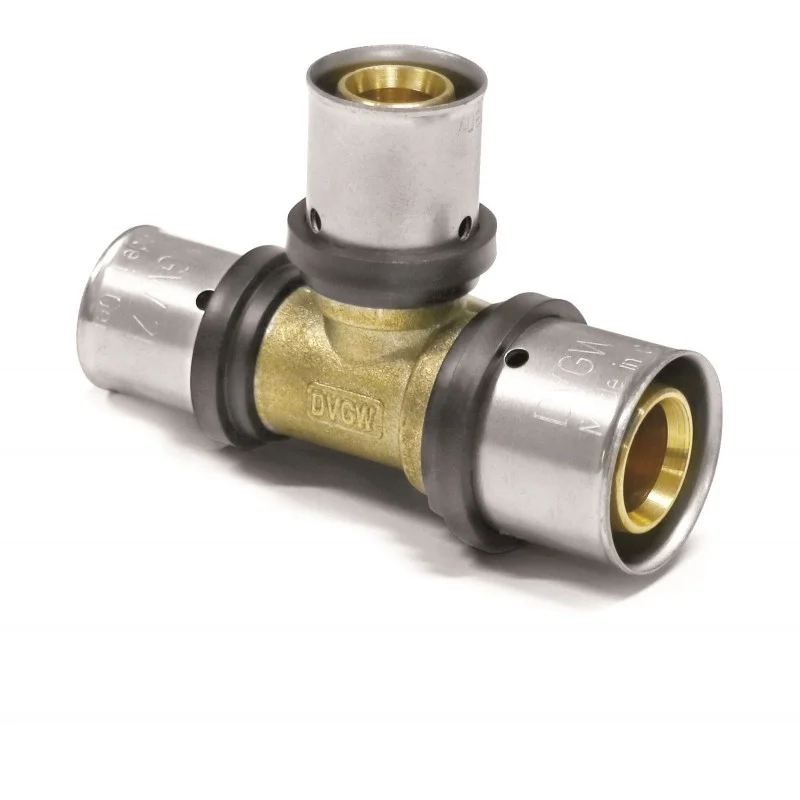 Akce PipeTec Deutschland Mosazná lisovací spojka T 32x3 / 26x3 / 26x3 TH