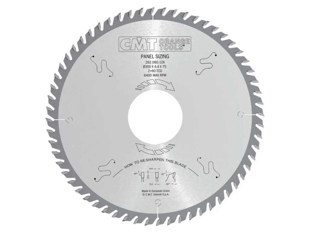 Autentický CMT Pilový kotouč pro velkoplošné pily - D400x4,4 d60 Z72 16° HW