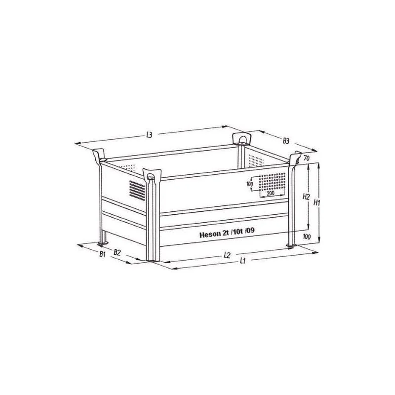 Akční Nabídka Stohovací kontejner 0,5 t, lakovaný 1200x800x600 mm, s klapkou